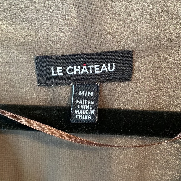 Le Chateau Sheer Khaki Green Blouse, Size M - Picture 4 of 10